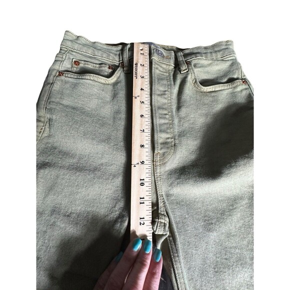 Re/Done‎ Size 28 70s Ultra High Rise Stove Pipe Jeans Washed Sage Green #V11-1 - Picture 12 of 14
